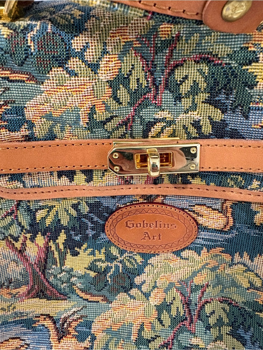New Vintage Gobelins Art tapestry satchel - Picture 3 of 9